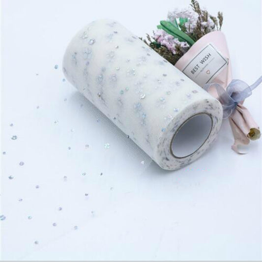 Tulle Roll 25 Yards 13cm Organza Laser Crafts Wedding Decoration Tulle Birthday Party Supplies(Beige) by bashfashion