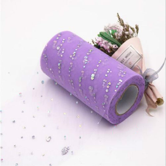 Tulle Roll 25 Yards 13cm Organza Laser Crafts Wedding Decoration Tulle Birthday Party Supplies(Light Purple) by bashfashion