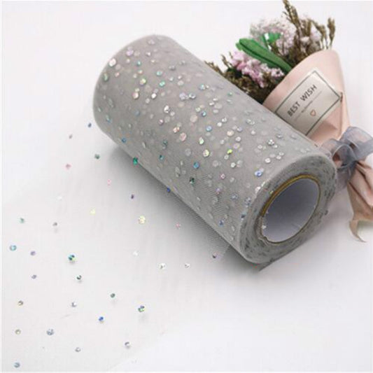 Tulle Roll 25 Yards 13cm Organza Laser Crafts Wedding Decoration Tulle Birthday Party Supplies(Silver Grey) by bashfashion