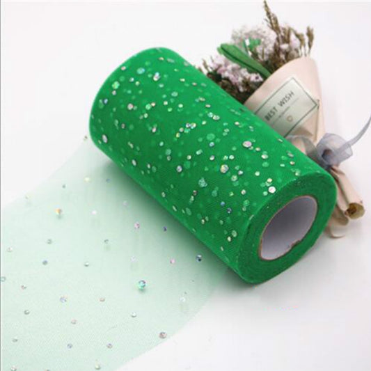 Tulle Roll 25 Yards 13cm Organza Laser Crafts Wedding Decoration Tulle Birthday Party Supplies(Grass Green) by bashfashion