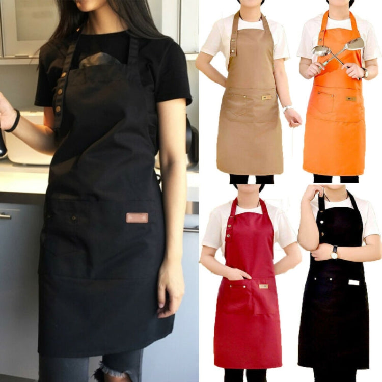 Canvas Apron Milk Tea Coffee Shop Baking Restaurant Fashion Men and Women Overalls(Orange) by bashfashion