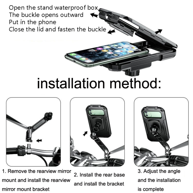 Kewig Bicycle Motorcycle Rearview Mirror Waterproof Box Touch Screen Phone Holder(Small) by Kewig