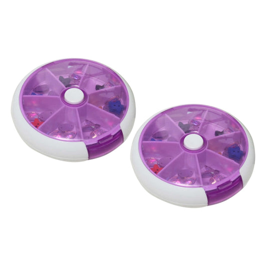 2 PCS Creative Multifunctional Round Portable Seven-grid Rotating Plastic Pill Box(Purple) by bashfashion