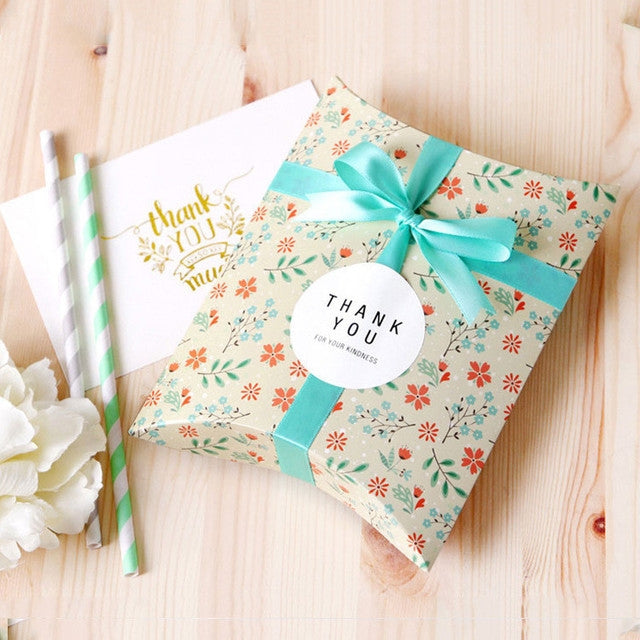 10 PCS Floral Candy Box Cookie Folding Box(Mint Green Floral) by bashfashion