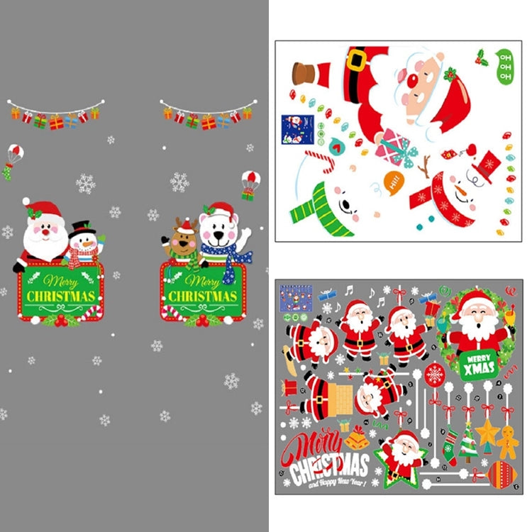 Christmas Wall Stickers Window Glass Festival Wall Stickers Santa Mural New Year Home Decoration(Gift Box Santa) by bashfashion