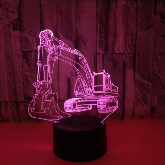 3W Excavator 3D Light Colorful Touch Control Light Creative Small Table Lamp with Black Base, Style:Touch Switch by bashfashion