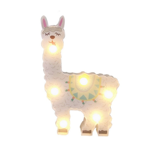 LED Painted Lantern Alpaca Night Light Holiday Decoration Room Posing Style Light(White Tongue) by bashfashion