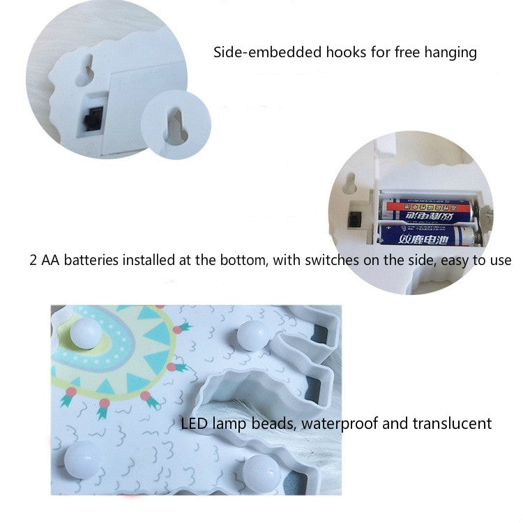 LED Painted Lantern Alpaca Night Light Holiday Decoration Room Posing Style Light(White Tongue) by bashfashion