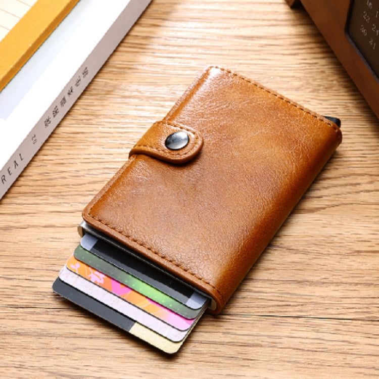 PU Aluminum Alloy Card Case Anti-magnetic RFID Shielding Anti-Theft Wallet(Wine Red) by bashfashion