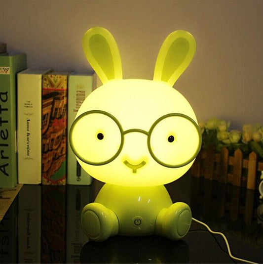 Fashion Cute Cartoon Rabbit LED 3-modes Dimming Touch Control Bedside Lamp, US Plug(Yellow) by bashfashion