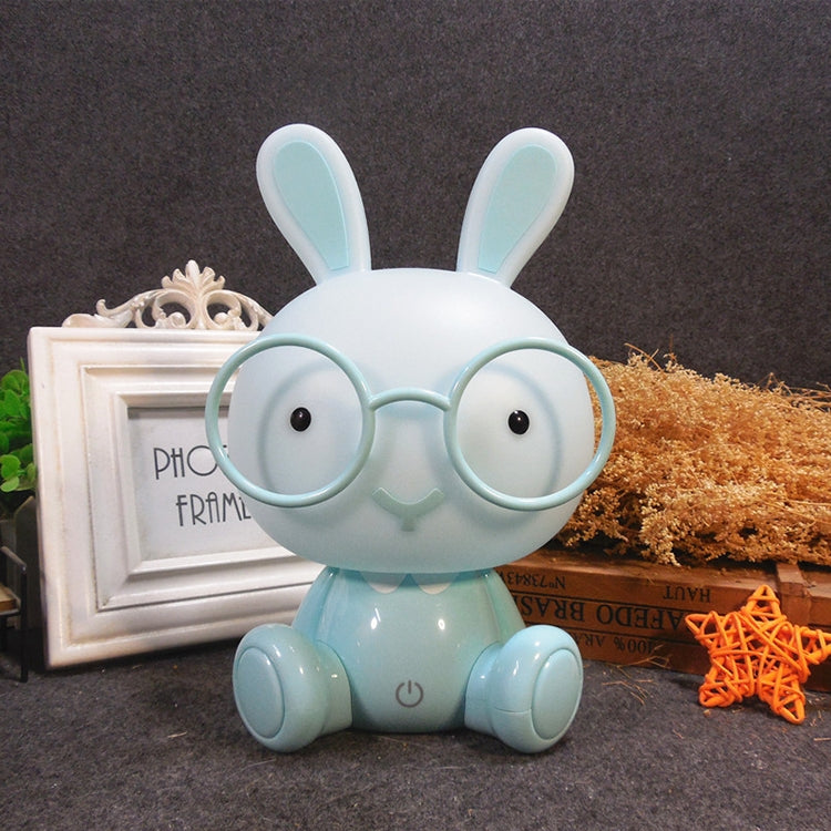 Fashion Cute Cartoon Rabbit LED 3-modes Dimming Touch Control Bedside Lamp, US Plug(Blue) by bashfashion