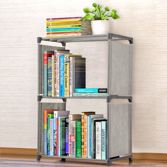 Plastic Steel Tube Multifunctional Combination Holder Student Books Shelf Floor Storage Rack(Gray) by bashfashion