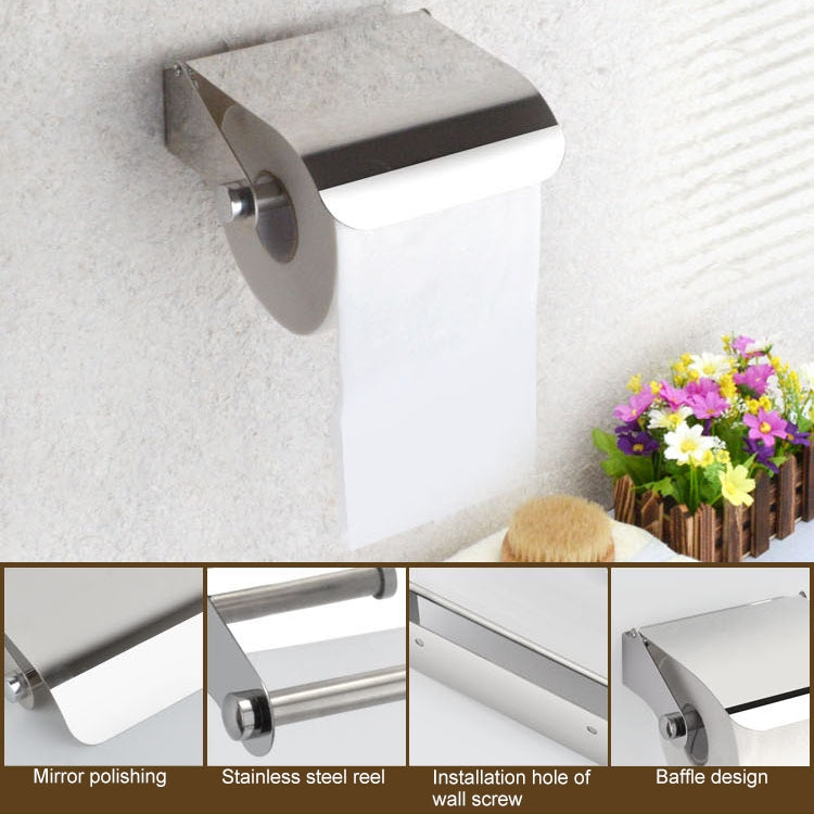 Wall Mounted Tissue Holder Stainless Steel Bathroom Roll Tissue Box Toilet Paper Holder by bashfashion