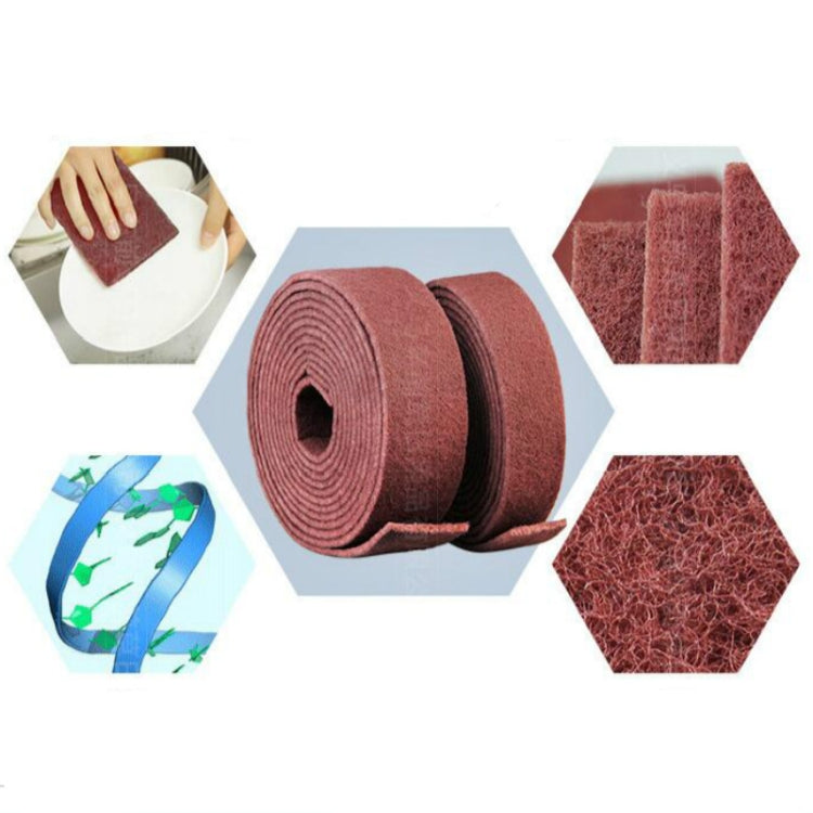 Nylon Emery Scouring Pad Stainless Steel Rust Polishing Kitchen Dish Cleaning Rag, Size:9 cm x 1 m(Red Brown) by bashfashion