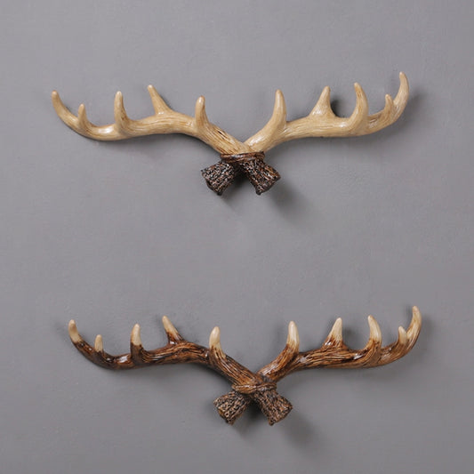 Resin Antler Wall Decoration Wall Hanger Home Living Room Entrance Wall Coat Hook(Light Color) by bashfashion