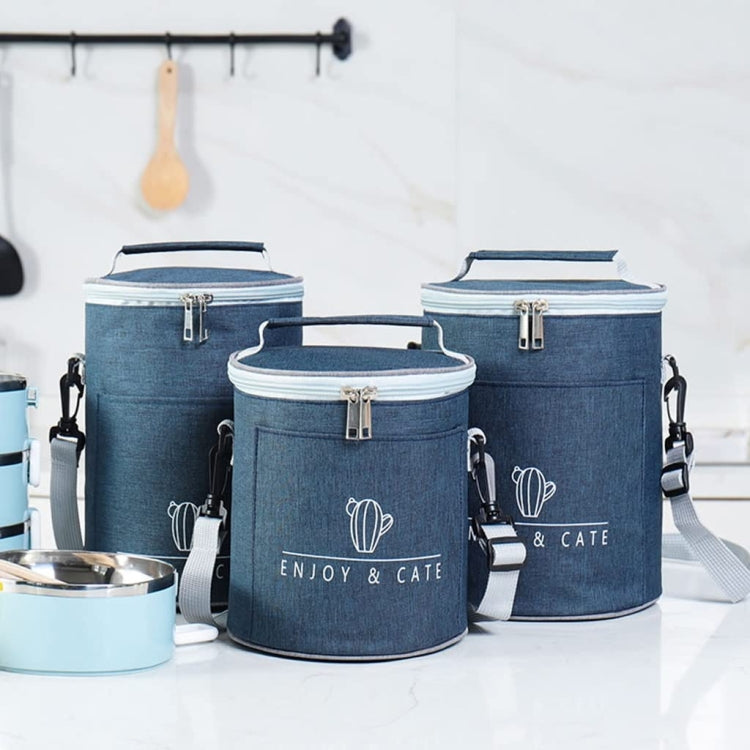 Round Lunch Bag Insulated Lunch Box Foldable & Portable Lunch Tote M(Light Gray) by bashfashion