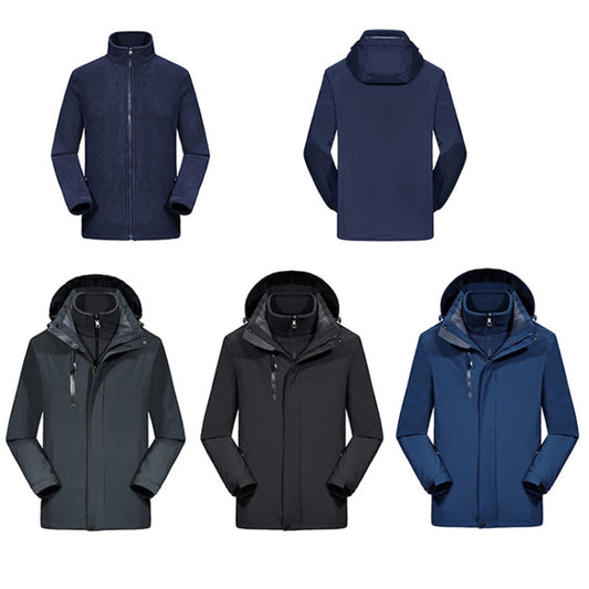Men Outdoor Waterproof Jacket With Detachable Inner Warm Fleece for Camping Travel, Size: L(Sapphire) by bashfashion