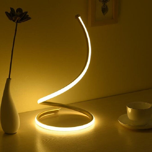LED Spiral Table Lamp Home Living Room Bedroom Decoration Lighting Bedside Light, Specifications:US Plug(Gold) by bashfashion