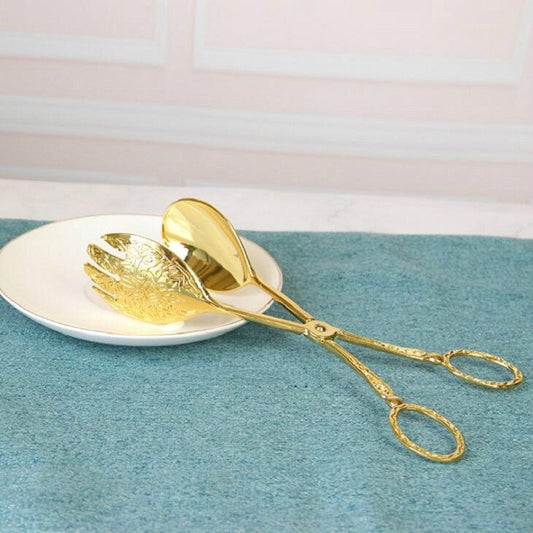 Retro Zinc Alloy Cutlery Cake Fruit Dessert Salad Clip(Round Head Gold Clip) by bashfashion