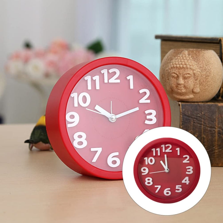 Round 12cm Candy Color Stereo Digital Silent Alarm Clock Children Student Alarm Clock(White) by bashfashion