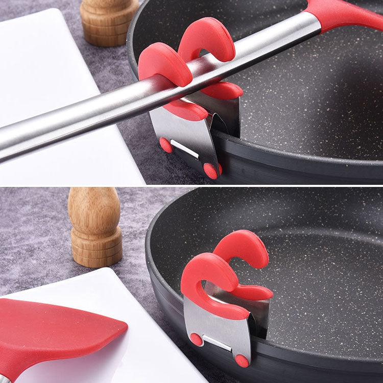 Stainless Steel Plastic Pan Edge Clamp Anti-Scald Rubber Bracket Kitchen Gadgets(Red) by bashfashion