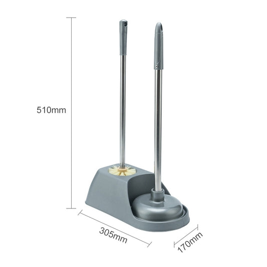 Household Long Handle Toilet Brush Suction Set Without Dead Angle Cleaning Brush(Gray) by bashfashion