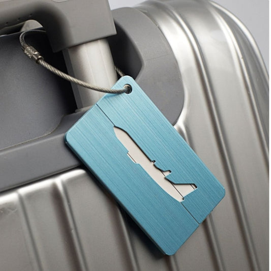 Brush Aluminum Luggage Tag Luggage Boarding Pass Check Tag(Blue) by bashfashion