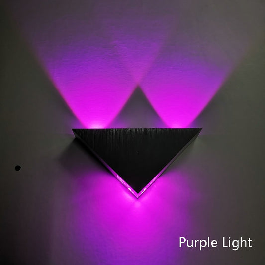 9W LED Triangle Wall Light Interior Corridor Aisle Lights(Purple Light) by bashfashion