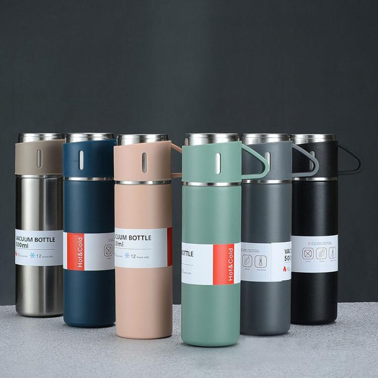 500ml 304 Stainless Steel Thermos Cup Portable Business Tea Cup,Spec: Gift Box Set(Blue) by bashfashion