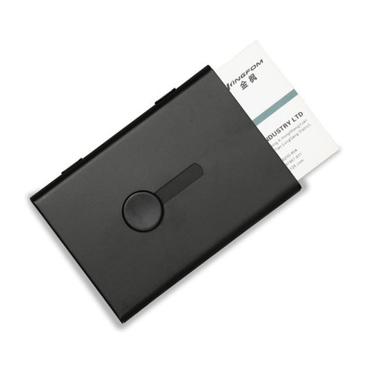 Metal Portable Push Card Case Ultra-thin Frosted Light Business Card Packing Box(Black) by bashfashion