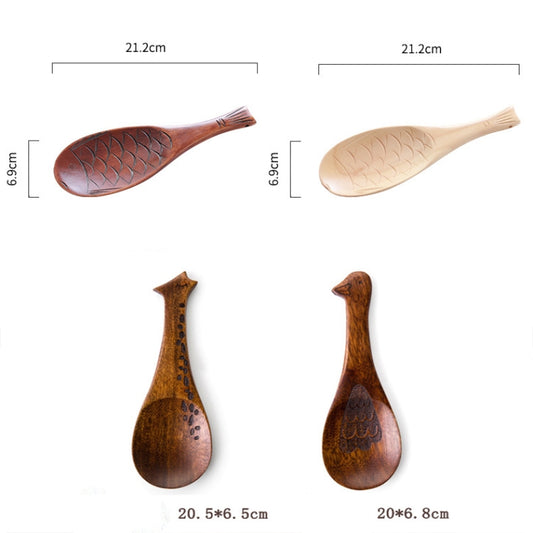 Wooden Animal-shaped Nanmu Rice Spoon, Random Style Delivery by bashfashion