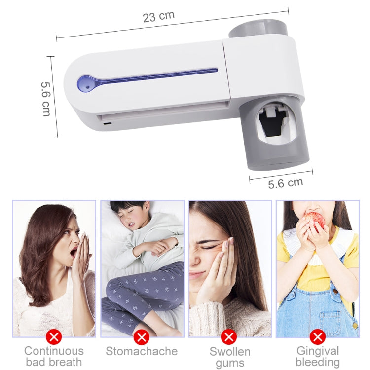 Punch-free Toilet Wall-mounted Ultraviolet Electric Disinfection Toothbrush Holder, Style:EU Plug by bashfashion