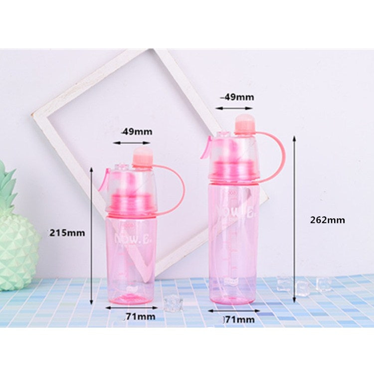 Creative Spray Water Bottle Sports Bottle Portable With Lid Summer Hydration Beauty Plastic Cup, Size:400 ML(Pink) by bashfashion