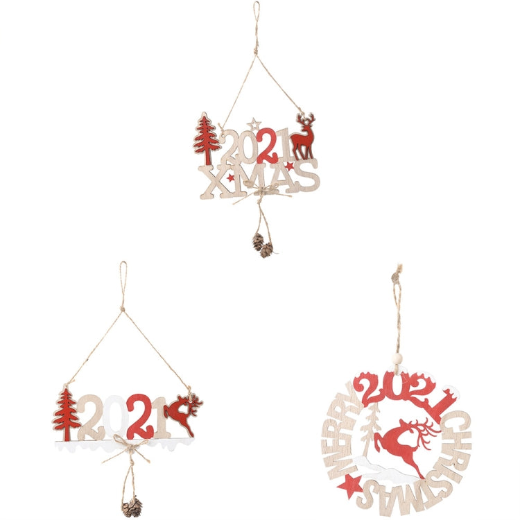 3 PCS Christmas Decorations Letter Card Wooden Pendant(C Style) by bashfashion