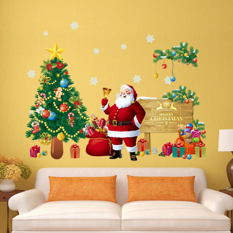 Christmas Tree Santa Claus Wall Sticker Living Room Bedroom Background Removable Mural by bashfashion
