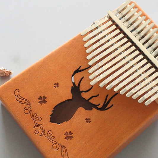 17-tone Kalimba Portable Thumb Piano, Style:Mahogany-Classic Deer by bashfashion