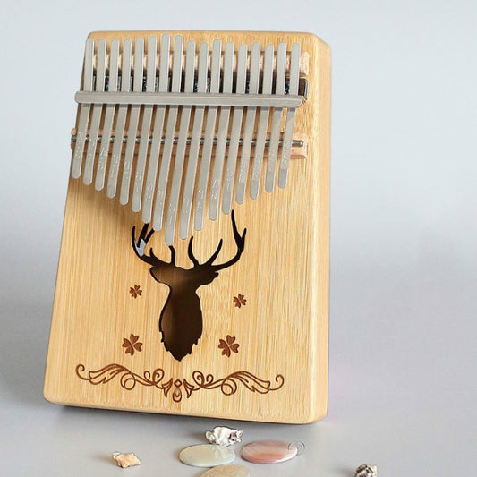 17-tone Kalimba Portable Thumb Piano, Style:Bamboo-Classic Deer by bashfashion