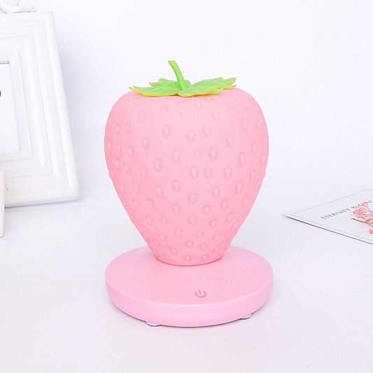 Creative Home LED Silicone Strawberry Night Light USB Rechargeable Bedside Decoration Atmosphere Light(Pink) by bashfashion