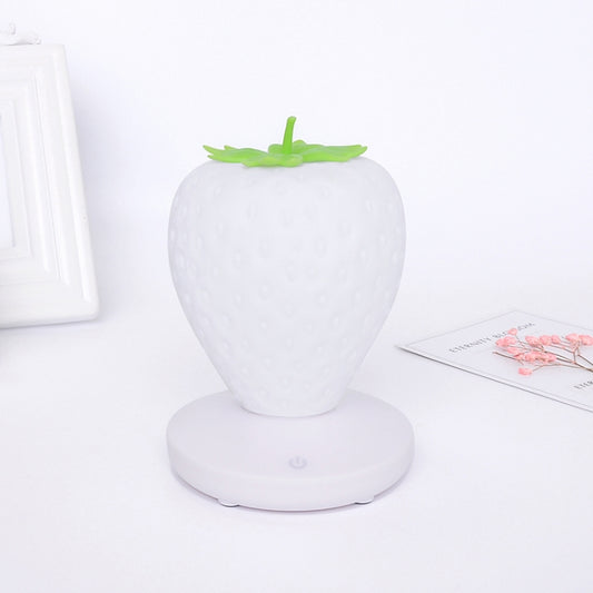 Creative Home LED Silicone Strawberry Night Light USB Rechargeable Bedside Decoration Atmosphere Light(White) by bashfashion