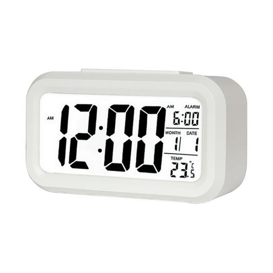 Temperature Type Lazy Snooze Alarm Mute Backlit Electronic Clock(White) by bashfashion