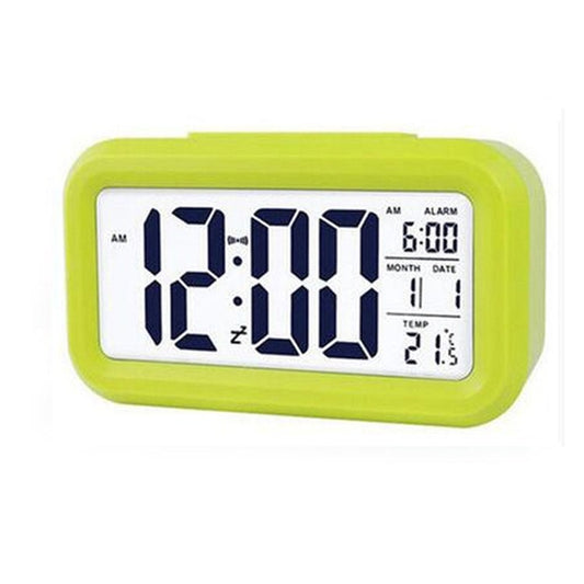 Temperature Type Lazy Snooze Alarm Mute Backlit Electronic Clock(Green) by bashfashion