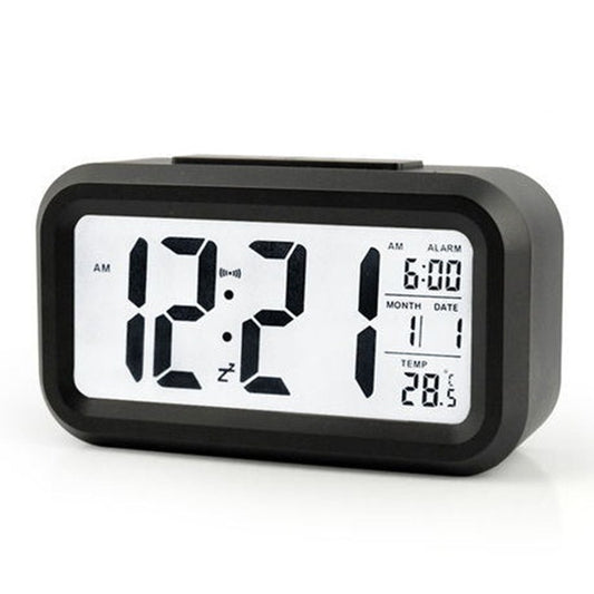 Temperature Type Lazy Snooze Alarm Mute Backlit Electronic Clock(Black) by bashfashion
