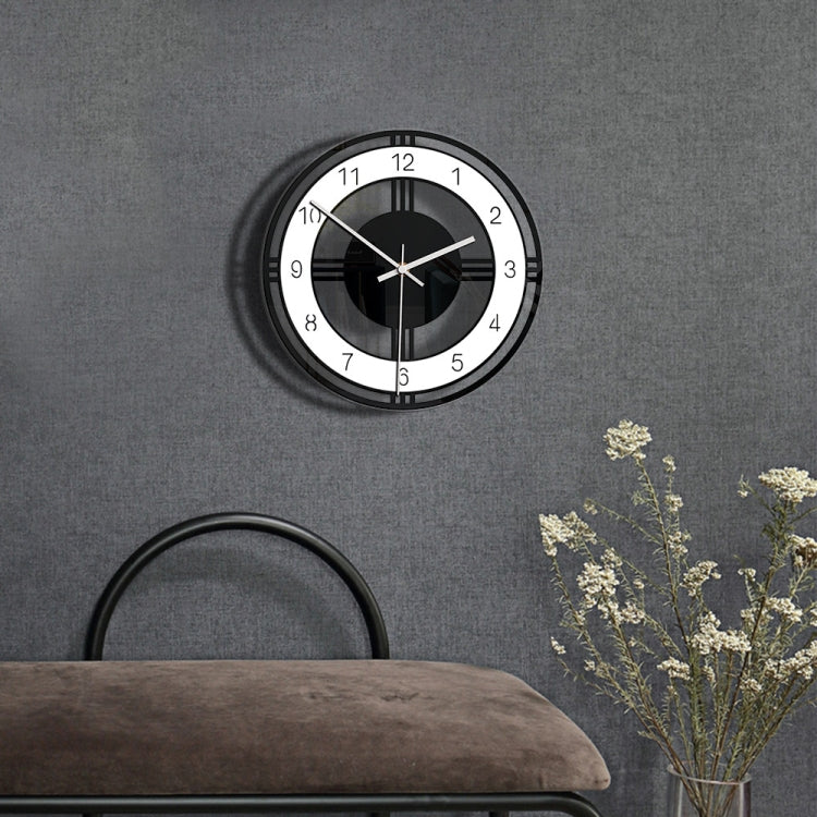 Home Decoration Round Creative Wall Clock Living Room Bedroom Transparent Acrylic Retro Clock(Black) by bashfashion
