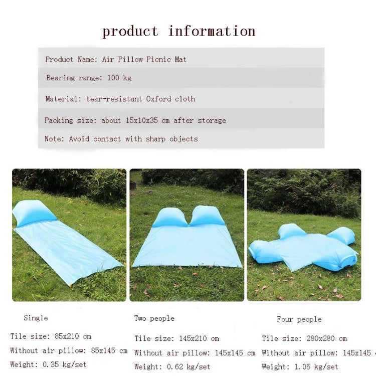 Outdoor Waterproof Air Pillow Picnic Mat Carrying Ground Sand Beach Grass Mat, Style:Single(Random Color) by bashfashion