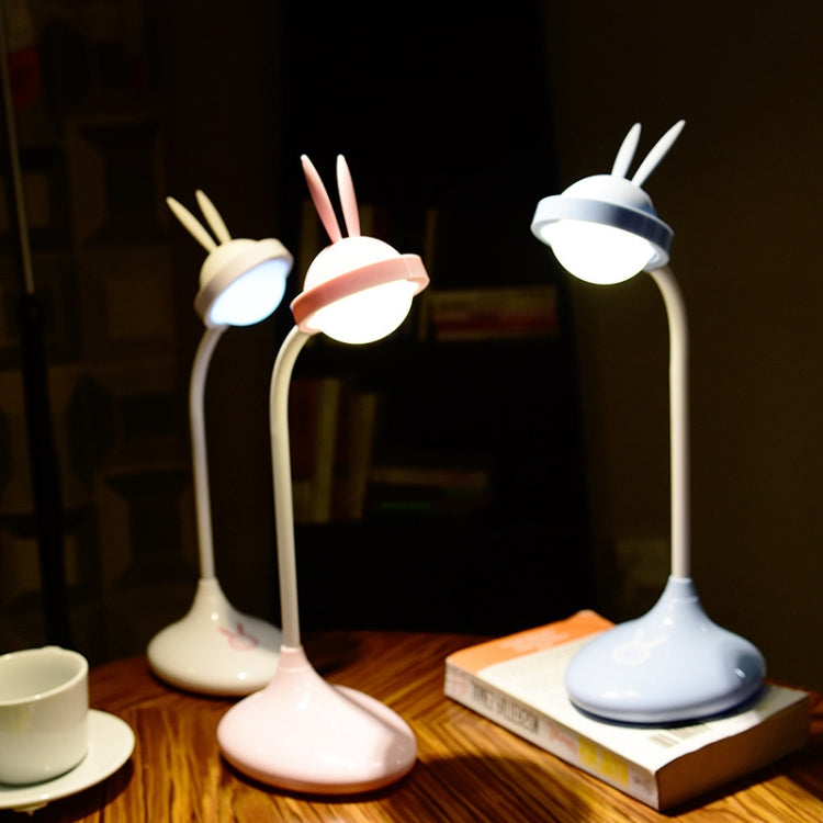 Rabbit Touch Desk Lamp USB Charging Eye Protection Creative Student Reading Bedroom Folding Bedside Light(White) by bashfashion
