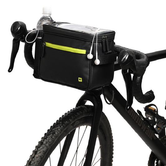 Rhinowalk Bicycle Front Handle Bag Camera Bag Waterproof 7.5 inch Large Touch Screen Navigation Mobile Phone Bag Bicycle Bag(Matt Black Green) by Rhinowalk