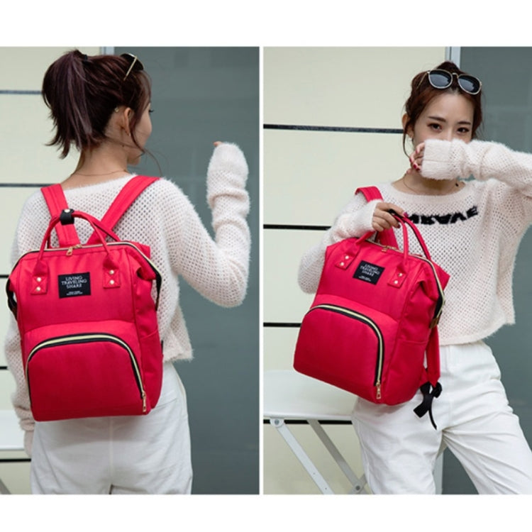 Mummy Bag Large Capacity Multifunctional Backpack Waterproof Baby Bottle Diaper Bag(Pink Red) by bashfashion