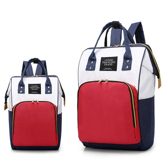 Mummy Bag Large Capacity Multifunctional Backpack Waterproof Baby Bottle Diaper Bag(Red White Blue) by bashfashion