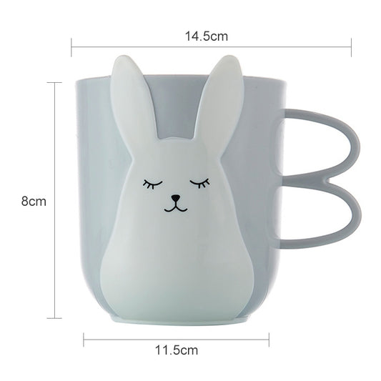 Creative Cute Mouthwash Cup Household Brushing Cup Plastic Children Cup with Handle(Nordic Grey) by bashfashion