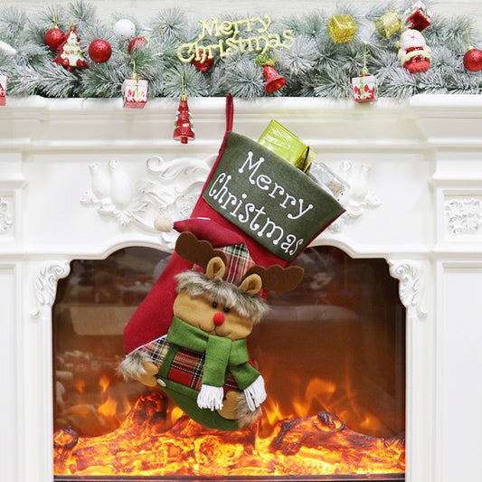 Christmas Socks Gift Bag Christmas Ornaments Gifts Candy Socks Pendant(Elk) by bashfashion